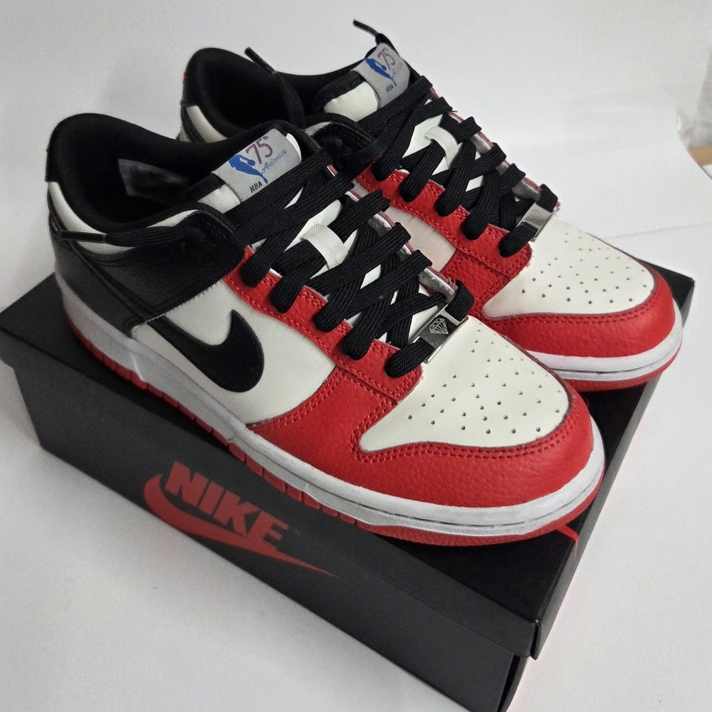 Nike Dunk Low EMB x NBA 75th Anniversary Chicago GS - Size 6.5Y=8 Womens Y